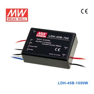 LDH-45B-1050W   45W   18~32VDC  输入  21~43VDC1050mA直流输出明纬DC-DC升压式LED电源(引线)