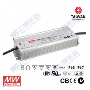 HLG-320H-42  320W  42V 7.65A 强耐环境恒压+恒流PFC高效铝壳IP67防水LED电源(引线接线)