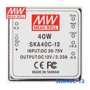 SKA40C-12  40W  36~72V  输入 12V 3.33A 稳压单路输出明纬DC-DC转换模块电源