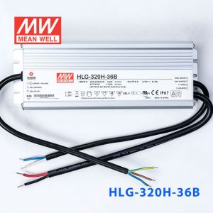 HLG-320H-36B  320W  36V 8.9A  强耐环境恒压+恒流PFC高效铝壳IP67防水LED电源(控制线三合一调光) 