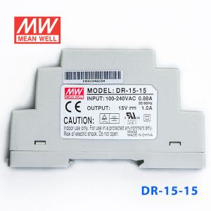 DR-15-15 15W 15V1A 单路输出Class II DIN导轨安装明纬开关电源