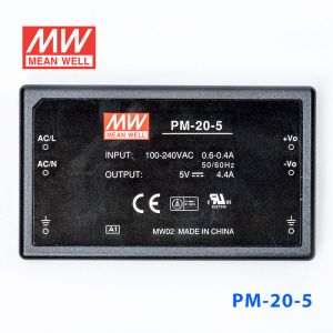 PM-20-5  20W  5V 4.4A  微漏电塑封单路输出板上型医用明纬开关电源