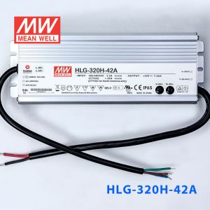 HLG-320H-42A  320W  42V 7.65A  强耐环境恒压+恒流PFC高效铝壳IP65防水LED电源(恒压恒流值可面板设定) 