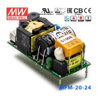 MFM-20-24 台湾明纬20W24V直流稳压PCB裸板开关电源0.9A医疗级