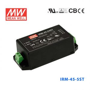 IRM-45-5ST  40W  5V 8A   高能效 端子台接线型 明纬超小型AC-DC模块电源