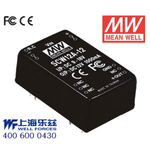 SCW12A-12  12W  9~18V  输入 12V  稳压单路输出明纬DC-DC转换模块电源