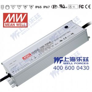 HVGC-100-700B  100W  700mA  528Vac 输入强耐环境PFC高效铝壳IP67防水LED恒流电源(控制线三合一调光) 