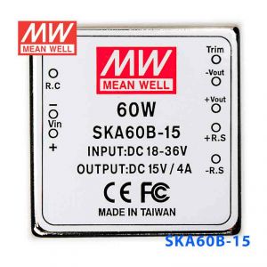 SKA60B-15  60W  18~36V  输入 15V 4A 明纬单路稳压输出DC-DC转换电源