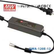 OWA-120E-12    120W 12V 9.6A明纬塑壳防潮外置型LED电源适配器(欧规插头)