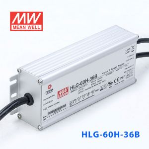 HLG-60H-36B  60W  36V 1.7A  强耐环境恒压+恒流PFC高效铝壳IP67防水LED电源(控制线三合一调光) 