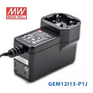 GEM12I15-P1J 12W 15V 0.8A输出明纬环保可换插头医疗电源适配器