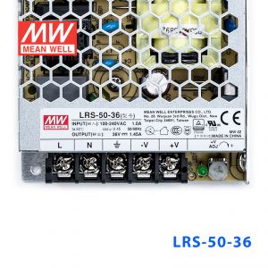 LRS-50-36 52.2W 36V 1.45A单路输出超薄型低空载损耗明纬开关电源