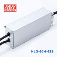 HLG-60H-42B  60W  42V 1.45A 强耐环境恒压+恒流PFC高效铝壳IP67防水LED电源(控制线三合一调光) 