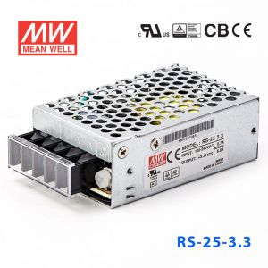 RS-25-3.3 25W 3.3V6A 单路输出明纬电源(G3系列-高性能内置有外壳) 