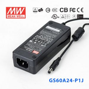 GS60A24-P1J 60W 24V2.5A 输出绿色能源明纬电源适配器(三线插口)