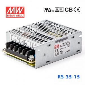 RS-35-15 35W 15V2.4A 单路输出明纬开关电源(G3系列-高性能内置有外壳) 