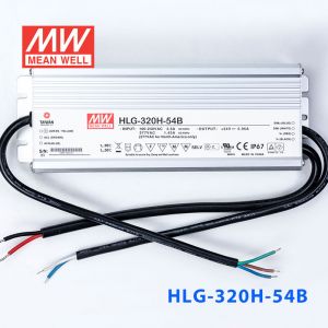 HLG-320H-54B  320W  54V 5.95A 强耐环境恒压+恒流PFC高效铝壳IP67防水LED电源(控制线三合一调光) 