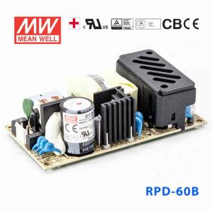 RPD-60B  60W +5V 3.85A +24V 1.65A  双路输出微漏电低空载损耗小尺寸医用无外壳明纬开关电源