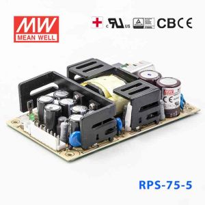 RPS-75-5  75W  5V 18.7A  单路输出微漏电低空载损耗医用无外壳明纬开关电源