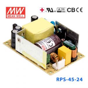 RPS-45-24  45W 24V  1.9A 单路输出微漏电低空载损耗医用无外壳明纬开关电源