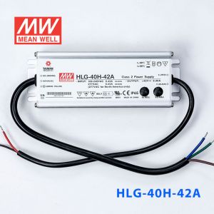 HLG-40H-42A  40W  42V 0.96A  强耐环境恒压+恒流PFC高效铝壳IP65防水LED电源(恒压恒流值可面板设定) 