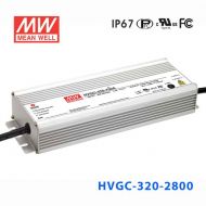 HVGC-320-2800A 320W 2800mA 118Vac 输入强耐环境PFC高效铝壳IP65防水LED恒流电源(恒流值可面板设定)