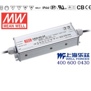 CEN-60-48   60W   48V  1.3A  可调恒压+恒流明纬PFC高效铝壳IP66防水LED电源