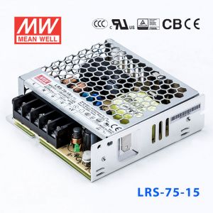 LRS-75-15 75W 15V5A单路输出超薄型低空载损耗明纬开关电源