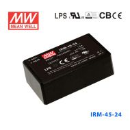 IRM-45-24  45.6W  24V 1.9A 高能效 插脚型 明纬超小型AC-DC模块电源