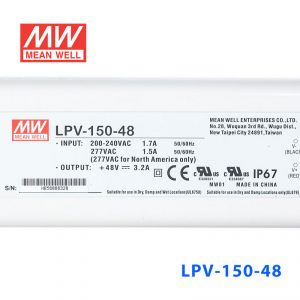 LPV-150-48 150W 48V3.2A明纬牌恒压输出IP67防水塑壳LED照明电源