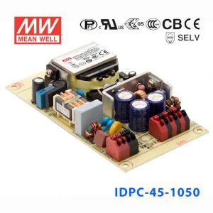 IDPC-45-1050 45W 26~43V 1050mA 恒流输出带PFC功能无频闪低损耗PCB型明纬LED二合一调光电源