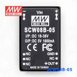 SCW08B-05  8W  18~36V  输入 5V  稳压单路输出明纬DC-DC转换模块电源