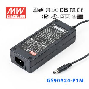 GS90A24-P1M 90W 24V3.75A 输出绿色能源明纬电源适配器(三线插口)