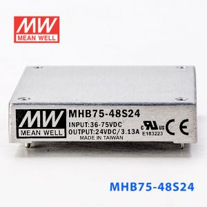 MHB75-48S24 75W 36~75V 输入 24V3.13A稳压单路输出明纬DC-DC转换模块电源 