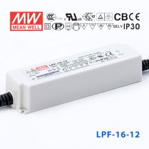 LPF-16-12  16W 12V 1.34A  恒压+恒流有PFC高效率塑壳IP30防水LED电源