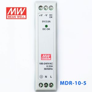 MDR-10-5 10W 5V 2A 单输出低空载损耗DIN导轨型明纬电源