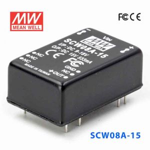 SCW08A-15  8W  9~18V  输入15V  稳压单路输出明纬DC-DC转换模块电源