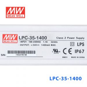 LPC-35-1400 35W 1400mA恒流输出明纬牌IP67防水塑壳LED电源