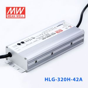 HLG-320H-42A  320W  42V 7.65A  强耐环境恒压+恒流PFC高效铝壳IP65防水LED电源(恒压恒流值可面板设定) 