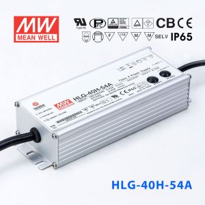 HLG-40H-54A  40W  54V 0.75A  强耐环境恒压+恒流PFC高效铝壳IP65防水LED电源(恒压恒流值可面板设定) 