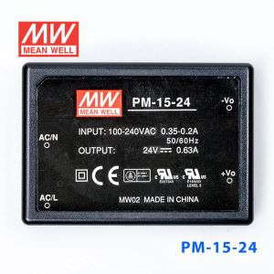 PM-15-24  15W  24V 0.63A  微漏电塑封Class2单路输出板上型医用明纬开关电源