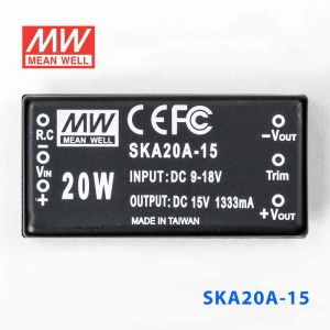 SKA20A-15  20W  9~18V  输入 15V  1.33A 稳压单路输出明纬DC-DC转换模块电源