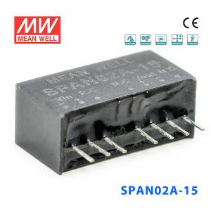 SPAN02A-15 2W 9~18V 转 15V 134mA 非稳压单路输出DC-DC模块电源