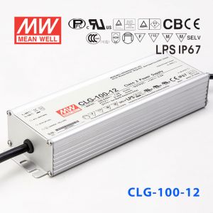 CLG-100-12 100W 12V 5A 恒压+可改恒流有PFC铝壳明纬IP67防水LED电源