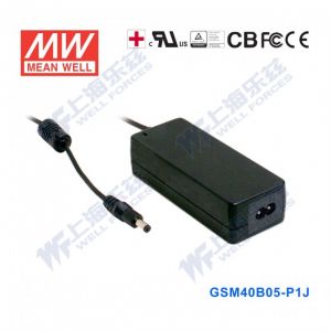 GSM40B05-P1J 25W 5V5A输出明纬高能效医疗型外置桌面型电源适配器