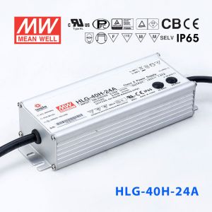 HLG-40H-24A  40W  24V 1.67A  强耐环境恒压+恒流PFC高效铝壳IP65防水LED电源(恒压恒流值可面板设定) 