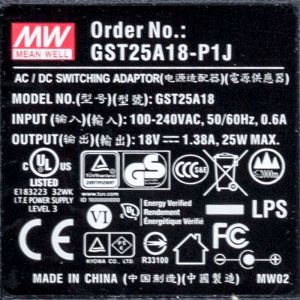 GST25A18-P1J 25W 18V1.38A高效能低空载损耗绿色节能桌上型适配器