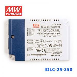 IDLC-25-350 25W 49~70V 350mA  恒流输出无频闪二合一调光明纬LED开关电源