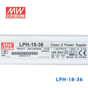 LPH-18-36    18W  220V输入   36V   0.5A明纬牌恒压输出IP67防水塑壳LED电源