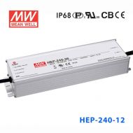 HEP-240-12A   240W 12V 16A   无风扇全密封IP65防护输出电压/电流可调高效率明纬电源